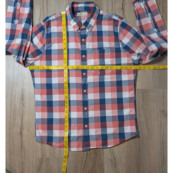 Hollister Size L Shirt Button Down Checked Long Sleeve Cotton California Preppy - Picture 8 of 9